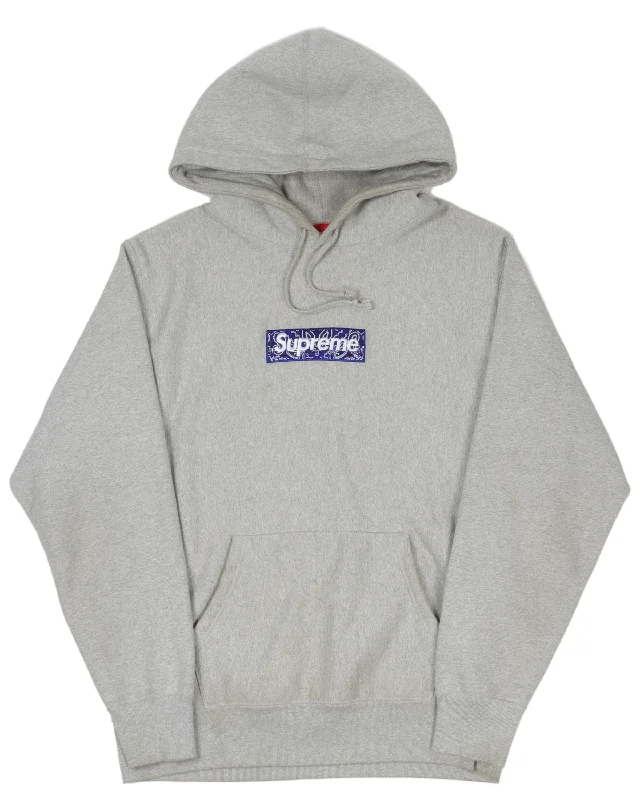 2019 Paisley Box Logo Hoodie Hoodie with Mock Neck Collared Structured