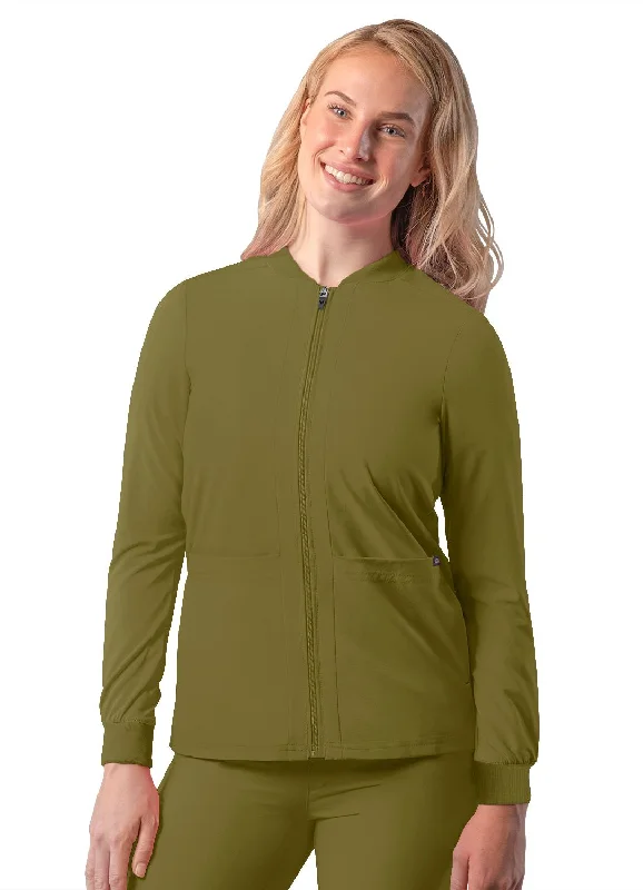 Addition Women's Bomber Zipped Jacket by Adar XXS-3XL /Martini Olive Stand-Up Collar Roll-Neck Collar Turtle Neck
