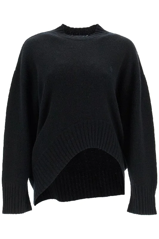 Asymmetric Wool And Cashmere Pullover  - Black Soft Wool Sweater