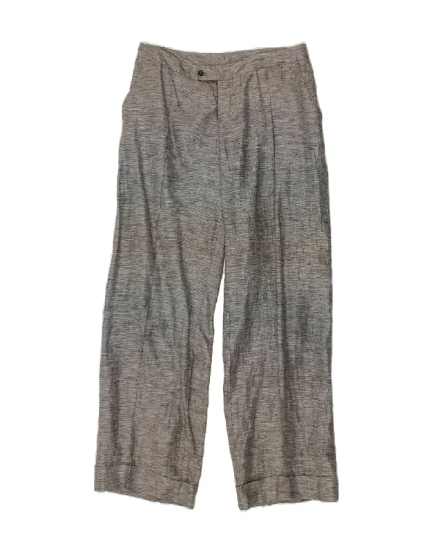 VINTAGE Womens Pegged Suit Trousers IT 46 Large W34 L32  Grey Flecked Trousers Print Floral