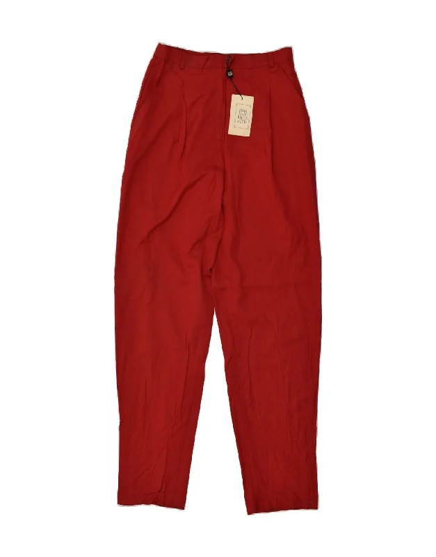 I BLUES Womens High Waist Tapered Trousers UK 14 Large  W28 L33  Red Trousers Custom Made