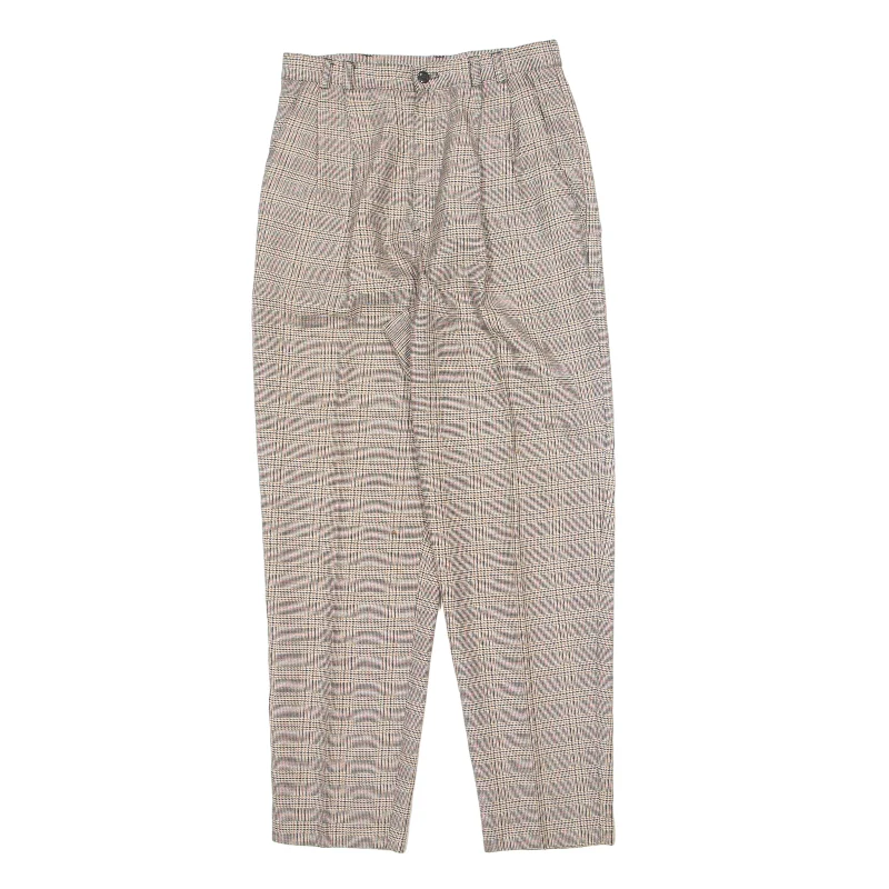 WORTHINGTON Chino Check Trousers Beige Relaxed Tapered Womens W26 L26 Trousers Recommended Stylist