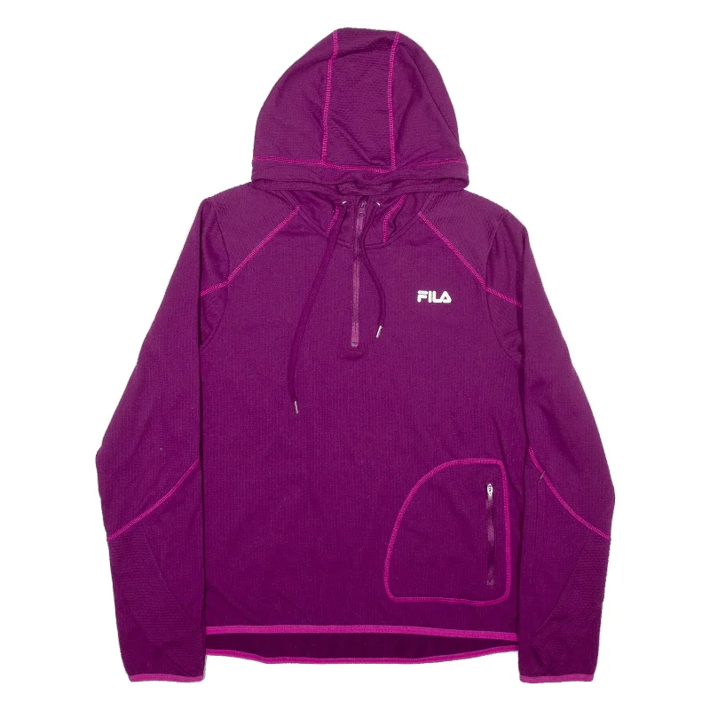 FILA Activewear Hoodie Purple Pullover Womens L Puff Sleeve Stylish