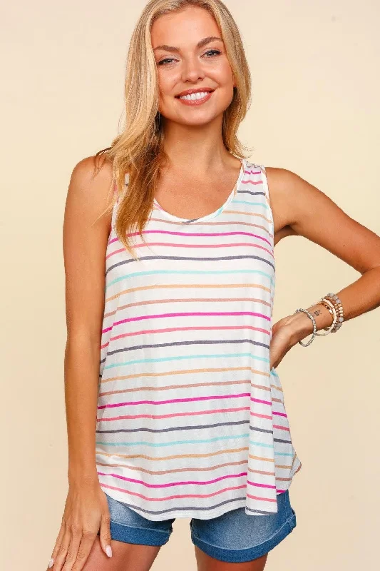 Haptics Striped Knit Ladies Tank Top gold tank top