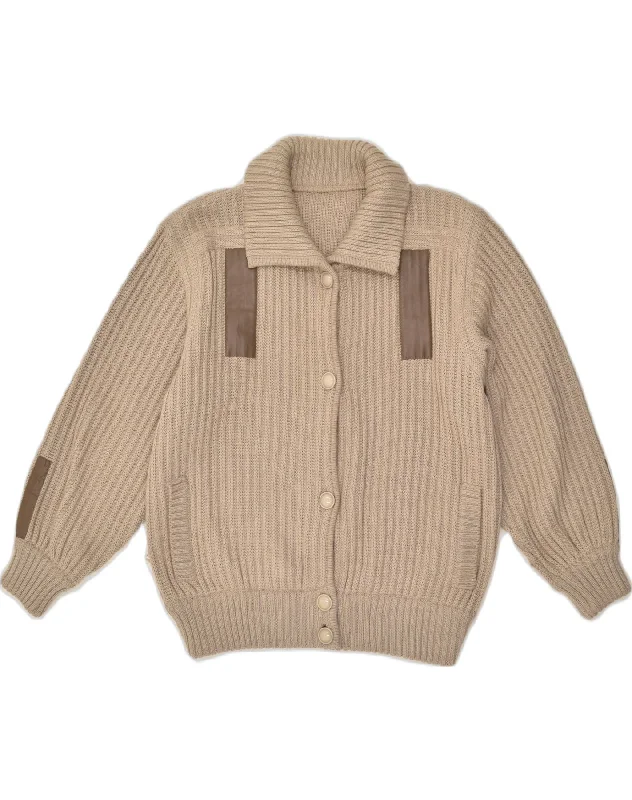 VINTAGE Womens Cardigan Sweater UK 18 XL Beige Soft Cozy Warm