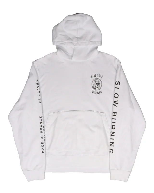 White Zig Zag Hoodie Hooded Sweatshirt Casual Wear Street Style