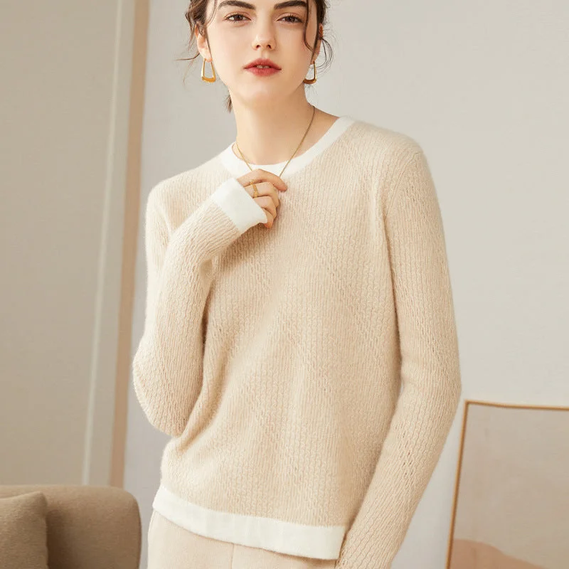 100% Pure Women Cashmere Sweater Mixed Long Sleeve Pullover Cashmere Sweater Long Sleeve Pullover