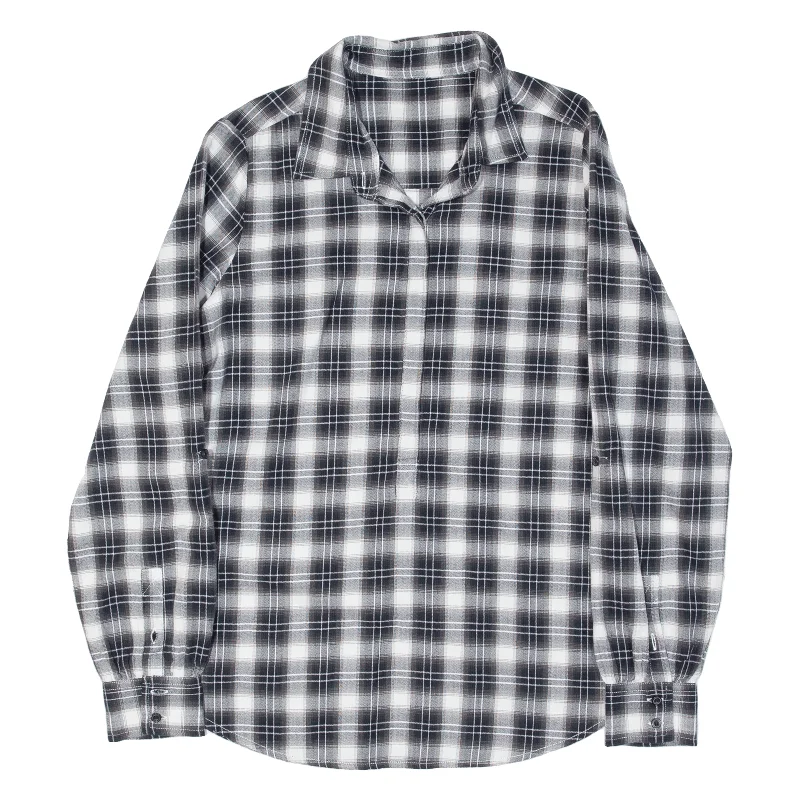 Pullover Womens Shirt Black Plaid Long Sleeve L Hooded Pullover Sweater