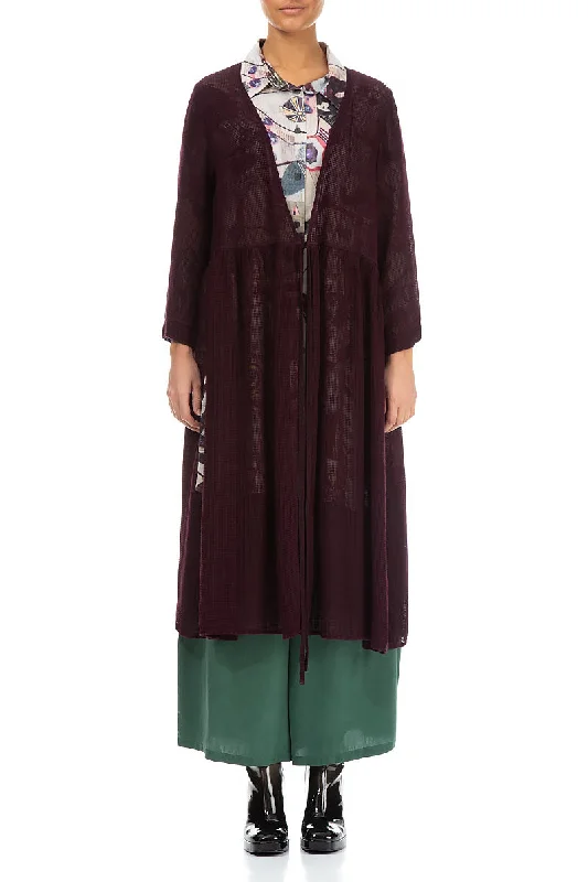 Tie Front Aubergine Mesh Silk Rayon Jacket Herringbone Jacket Houndstooth Jacket Plaid Jacket