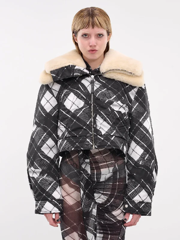 The Tartan Jacket (F-BL054-C563-00020162-MULTI) Satin Fabric Silk Fabric Chiffon Fabric