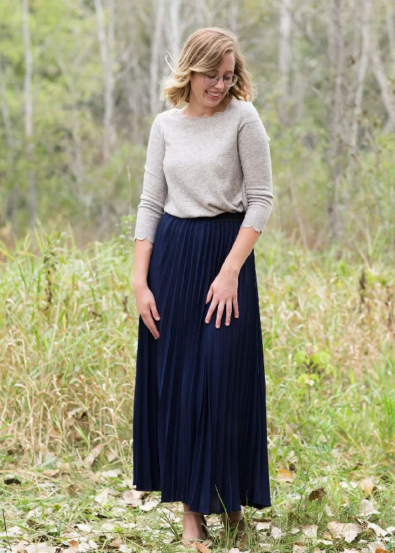 Pleated Poise Maxi Skirt asymmetrical skirt cut