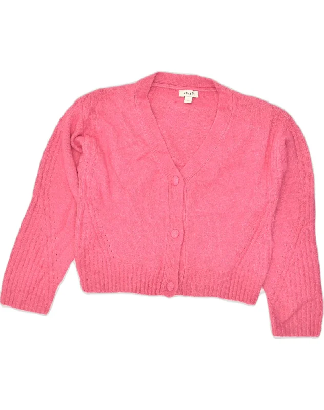 OASIS Womens Loose Fit Crop Cardigan Sweater UK 10 Small Pink Acrylic Fitted Loose Oversized OASIS Womens Loose Fit Crop Cardigan Sweater UK 10 Small Pink Acrylic Fitted Loose Oversized