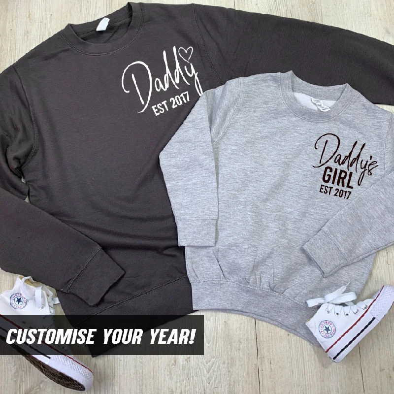 Daddy & Daddy's Girl Established Matching Sweatshirts (MRK X) Hoodie with Distressed Vintage Worn