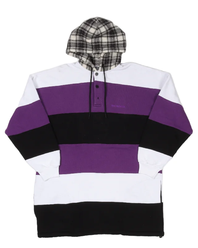 Color-Blocked Hoodie Hoodie with Lace Feminine Delicate