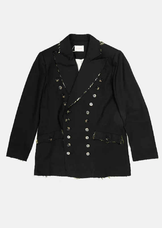 Black Deconstructed Jacket Belted Jacket Elasticated Jacket Padded Jacket