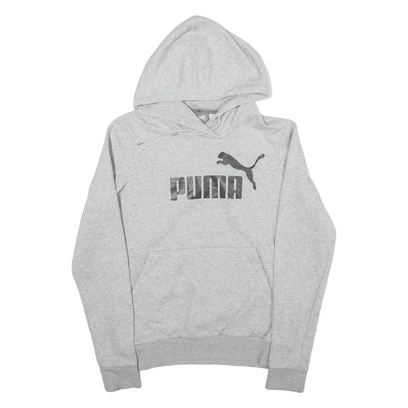 PUMA Hoodie Grey Pullover Womens UK 10 Gathered Sleeve Pullover