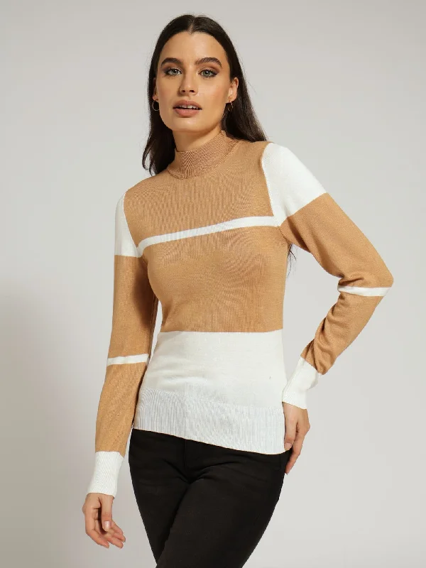 Colourblock Pullover - Caramel Short Sleeve Top