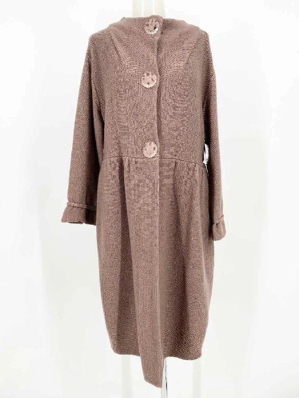 Schumacher Women's Taupe Duster Wool Knit Size XL Cardigan Fitted Slim Tailored