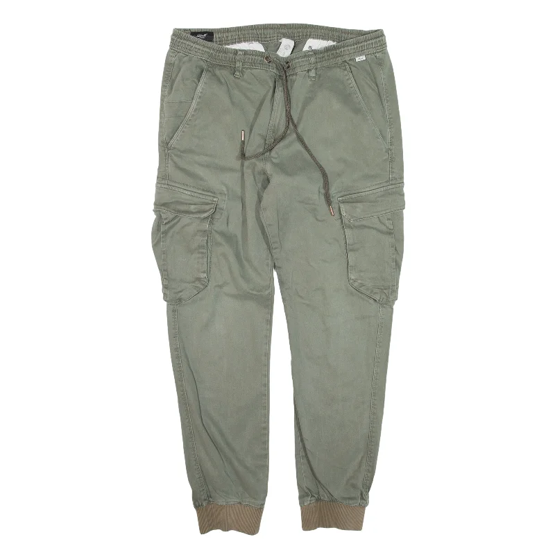 REELL Cargo Trousers Green Regular Tapered Womens W34 L28 Trousers practical easy-care