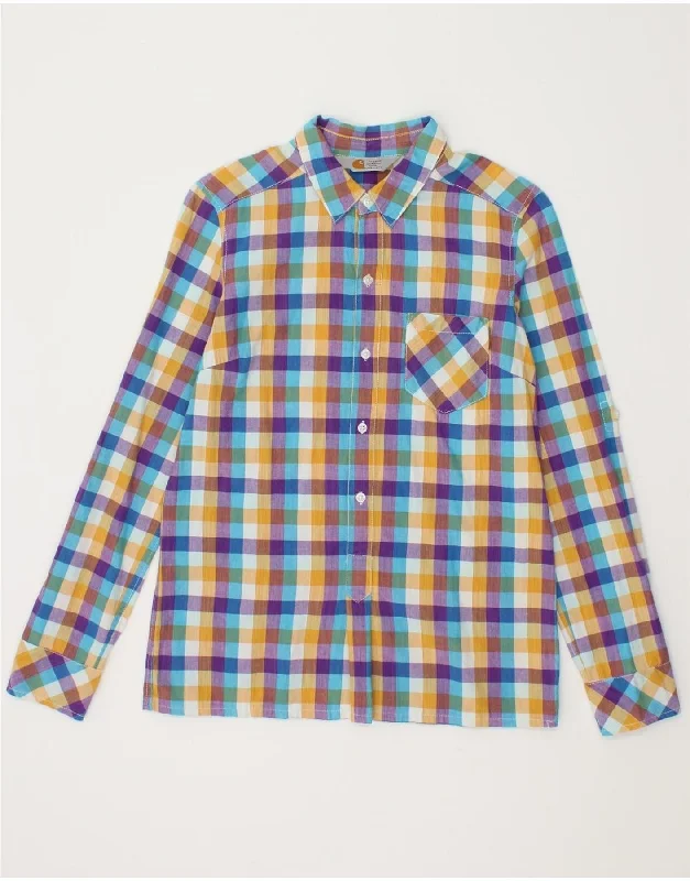 CARHARTT Womens Pullover Shirt UK 10 Small Multicoloured Check Sheath Sleeve Elegant CARHARTT Womens Pullover Shirt UK 10 Small Multicoloured Check Sheath Sleeve Elegant