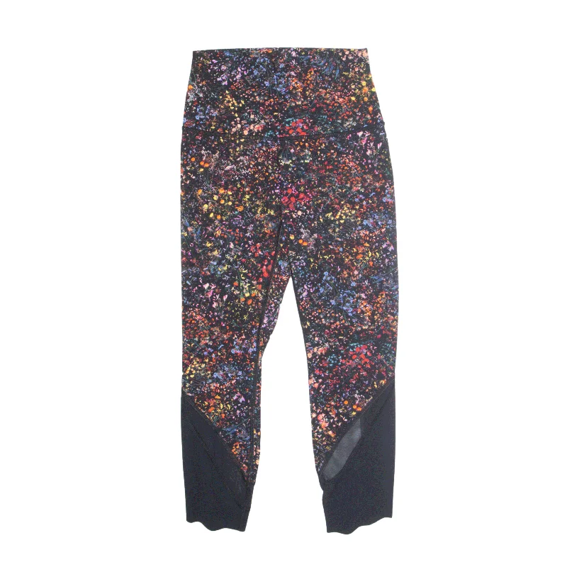 LULU LEMON Floral Cropped Gym Legging Trousers Black Slim Skinny Nylon Womens W24 L22 Trousers versatile functional