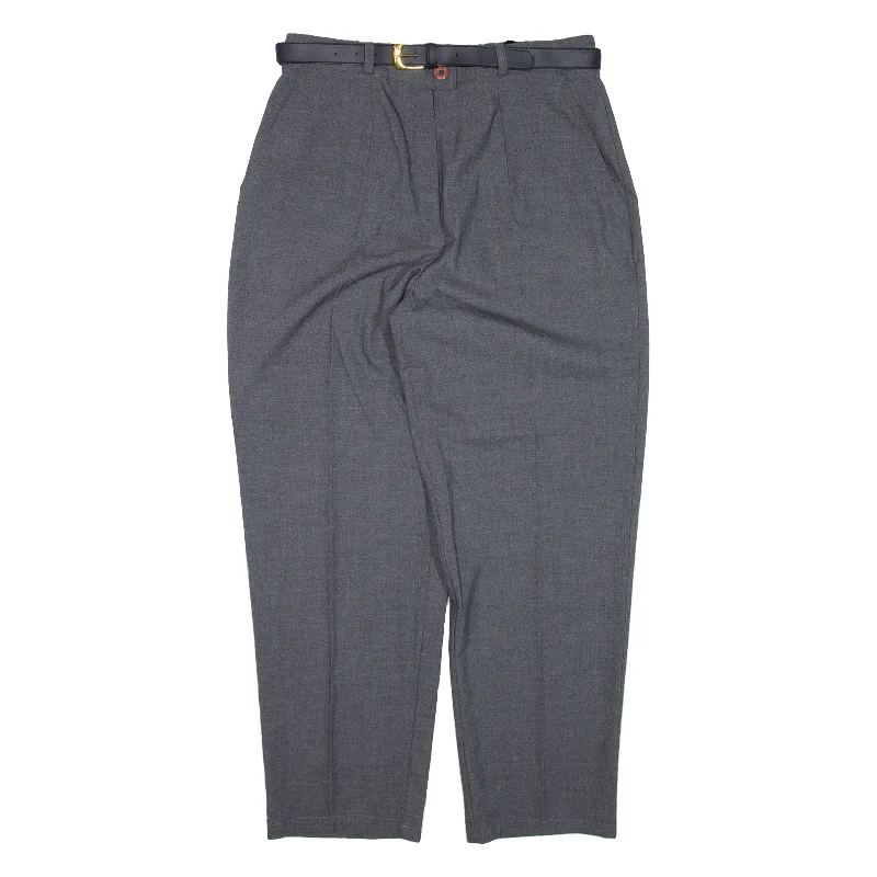 CITY LIFE Belted Trousers Grey Relaxed Tapered Womens W28 L26 Trousers Office Stylish