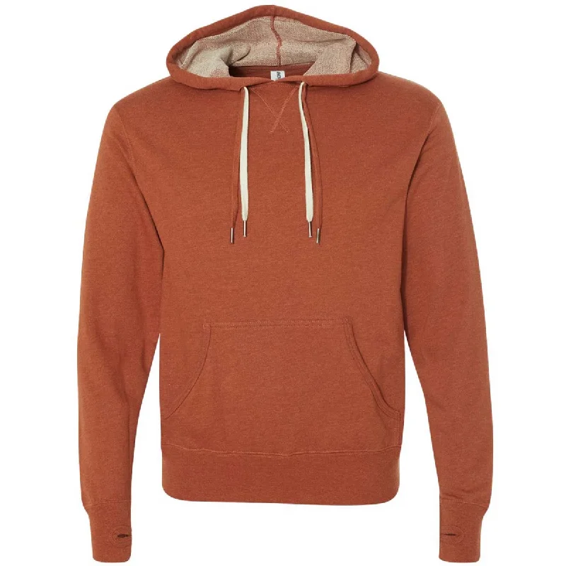 Independent Trading Co. Unisex Burnt Orange Heather Midweight French Terry Hooded Pullover Sweatshirt Oblong Neck Pullover