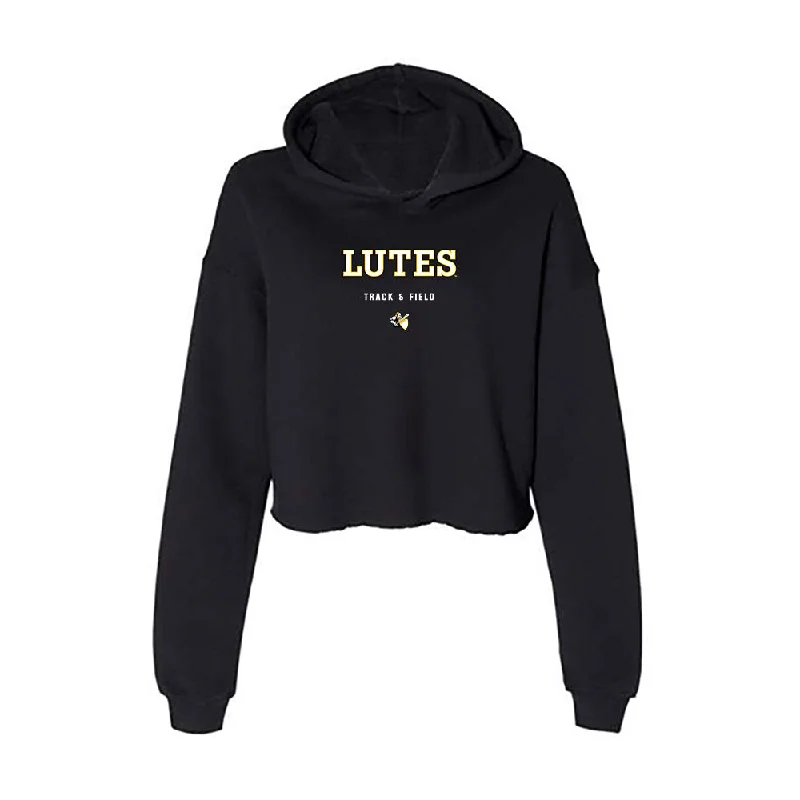 PLU - NCAA Women's Track & Field : Allie Youngs - Women's Crop Fleece Hoodie Hoodie with Bell Sleeves Flared Feminine