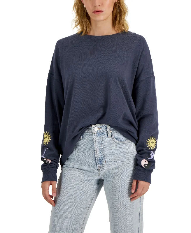 Juniors' Celestial Graphic Pullover Top Elbow Length Sleeve