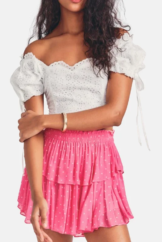 Ruffle Mini Skirt Hot Pink Cherry lace skirt feminine