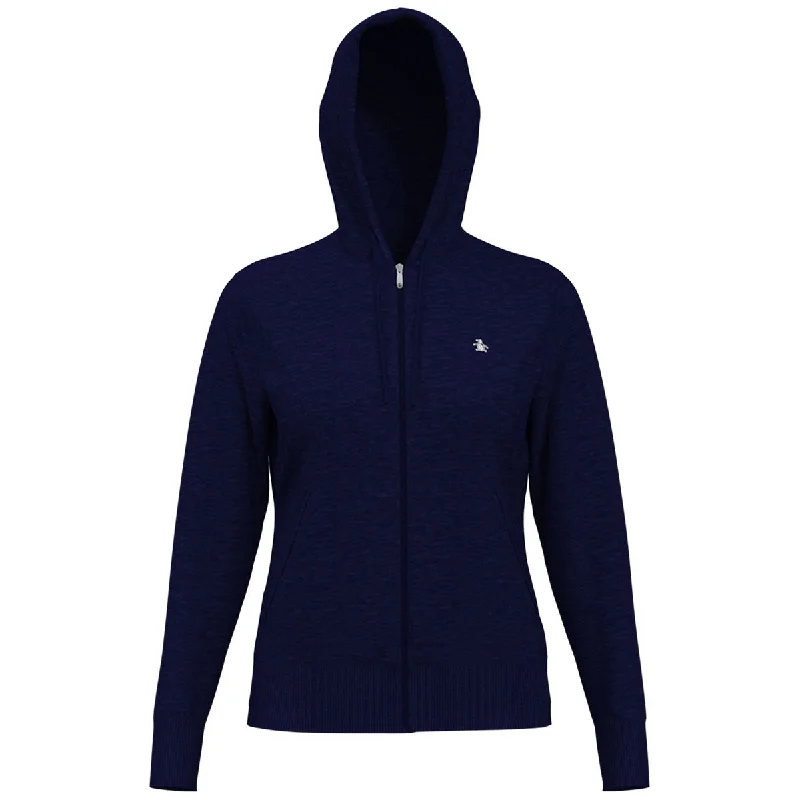 Original Penguin Women's Black Iris Blue Full Zip Hoodie Hoodie with Monochrome Minimalist Simple