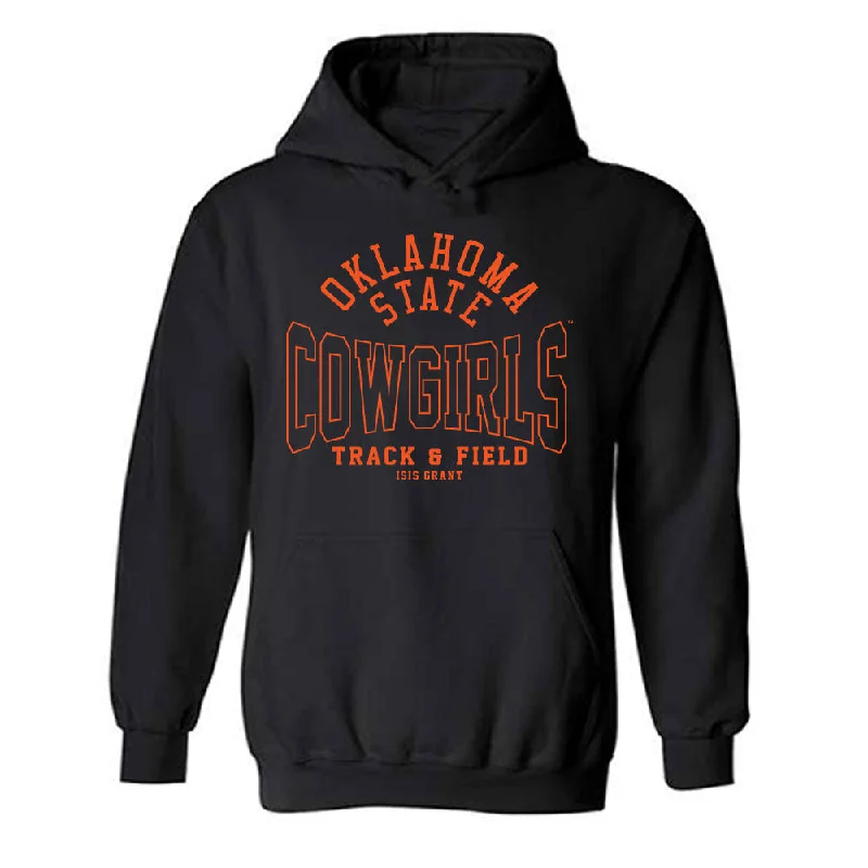 Oklahoma State - NCAA Women's Track & Field : Isis Grant - Classic Fashion Shersey Hooded Sweatshirt Hoodie with Half-Zip Sporty Casual