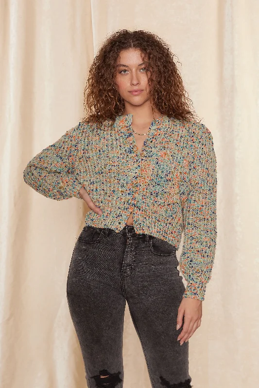 Paint Splat Cardigan Chenille Blend Fleece Blend Nylon Blend