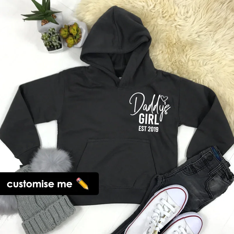 Daddy's Girl Established Mini Logo Hoodie (MRK X) Hoodie with Rolled Sleeves Casual Relaxed