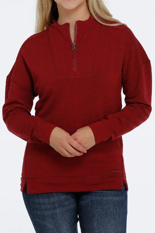 Women's Cinch French Terry Pullover #MAK7897001-C Port Neck Pullover
