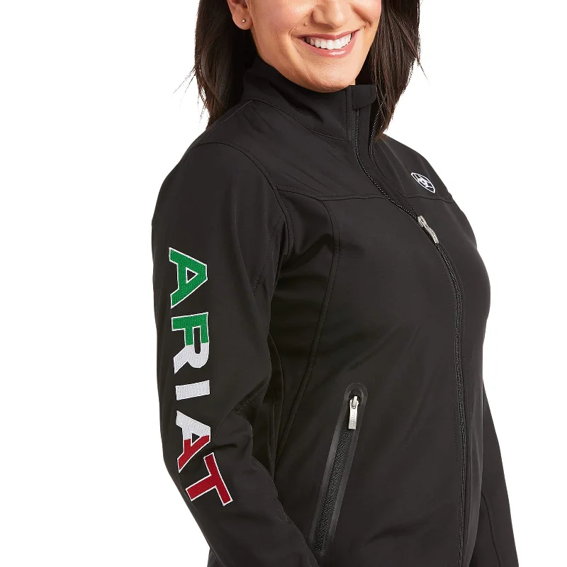 Ariat Women's Classic Team Softshell Mexico Water Resistant Black Jacket Oversized Jacket Tailored Jacket Straight Jacket Ariat Women's Classic Team Softshell Mexico Water Resistant Black Jacket Oversized Jacket Tailored Jacket Straight Jacket