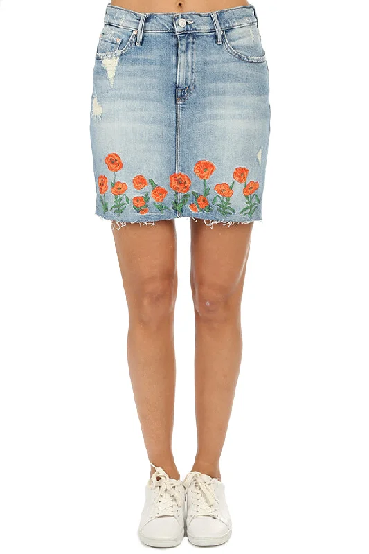 The Straight A Mini Fray Skirt Denim Quite Contrary lightweight skirt design