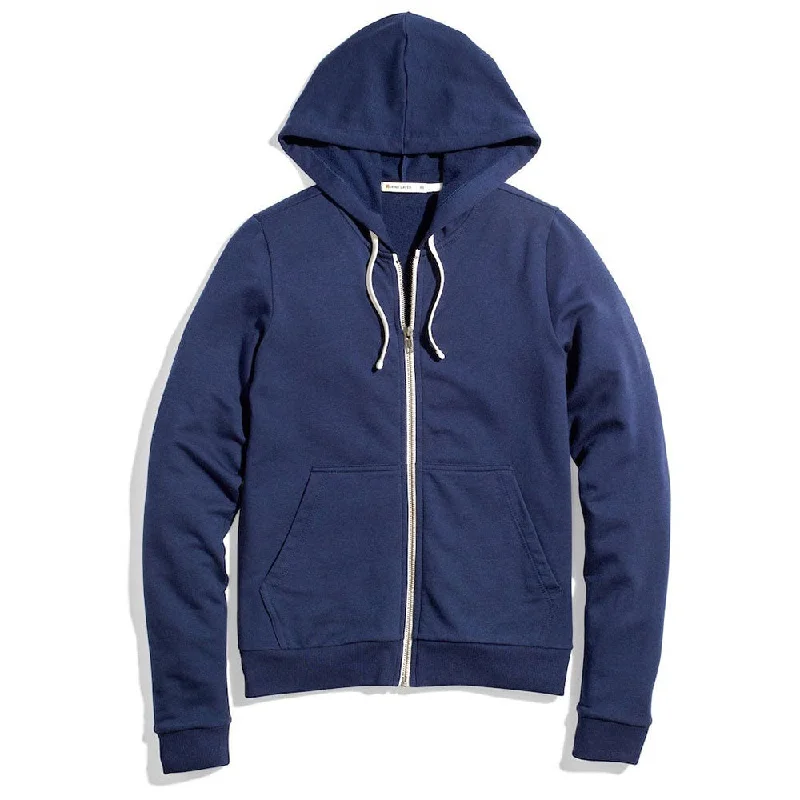 Marine Layer Women's True Navy Afternoon Hoodie Hoodie with Mock Neck Collared Structured