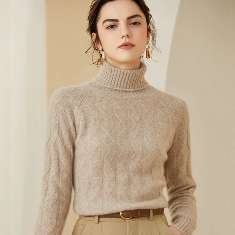 Women's Turtleneck Cashmere Sweater Long Sleeve Warm Pullover Cashmere Tops Ribbed Crew Neck Women's Turtleneck Cashmere Sweater Long Sleeve Warm Pullover Cashmere Tops Ribbed Crew Neck