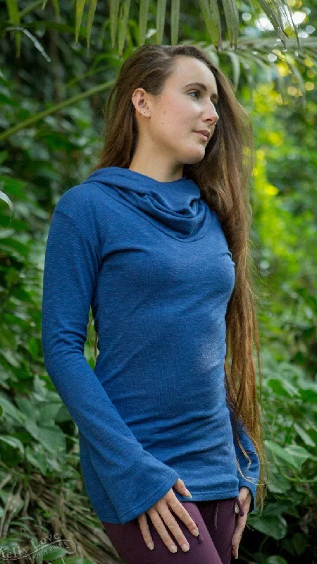 Long Neck Cowl Hoodie Hoodie with Batwing Sleeves Loose Dramatic