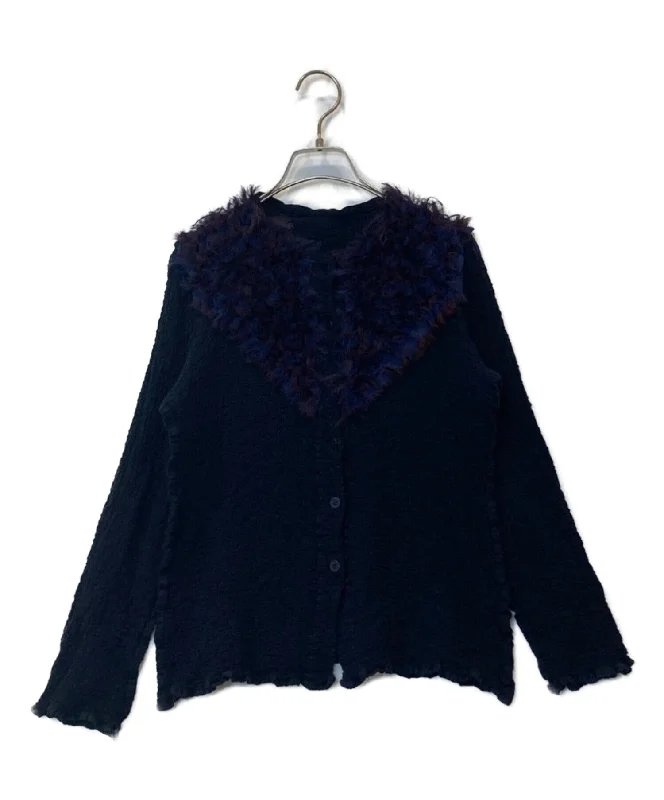 [Pre-owned] me ISSEY MIYAKE Chirimen Pleated Cardigan MI64FO359 Chenille Brocade Lace