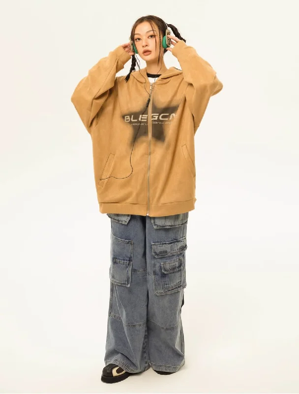 Stellar Zip-Up Hoodie Hoodie with High-Low Hem Asymmetrical Trendy