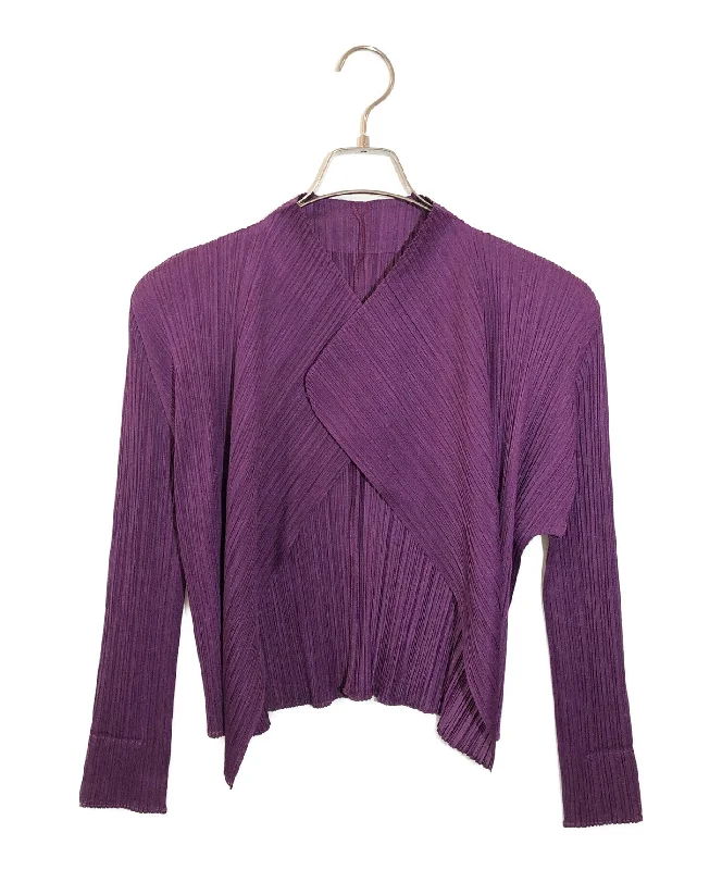 [Pre-owned] PLEATS PLEASE Pleated Topper Cardigan PP73-J0222 Transparent Opaque Sheer