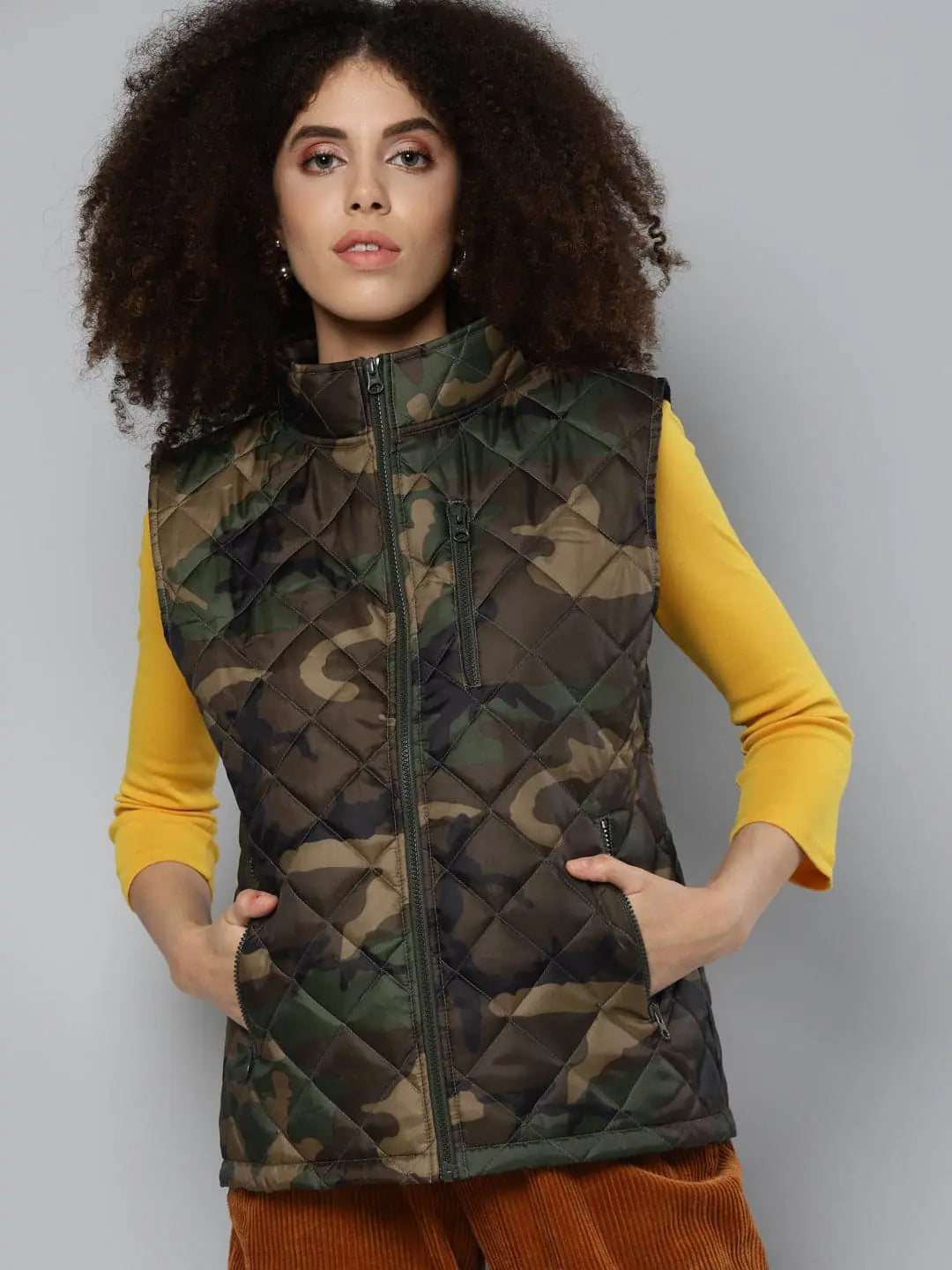Women Printed Green Sleeveless Jacket Print Jacket Jacquard Jacket Patchwork Jacket