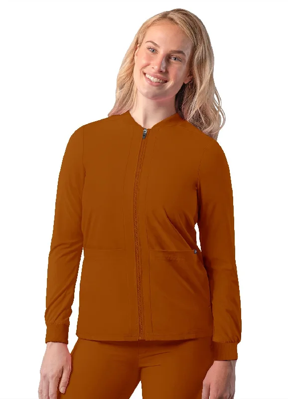 Addition Women's Bomber Zipped Jacket by Adar XXS-3XL / Caramel Zip Front Button Front Snap Front