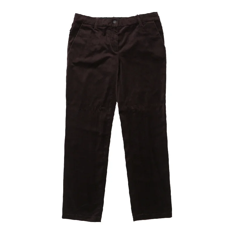 Dolce & Gabbana Trousers - 33W UK 12 Brown Velvet High Waist Slim Fit Ankle Length