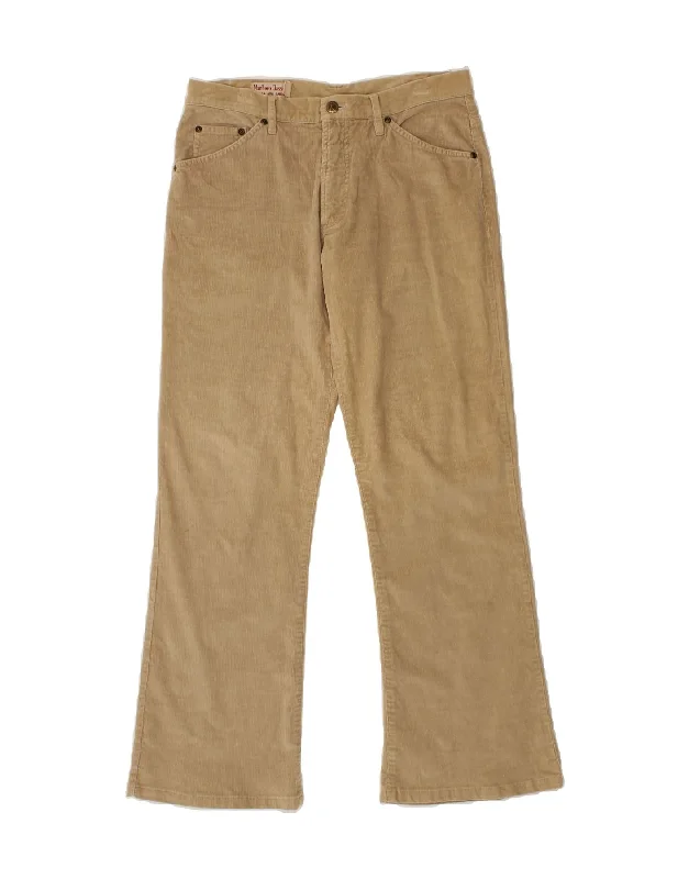 MARLBORO CLASSICS Womens Bootcut Corduroy Trousers W29 L30 Beige Cotton Trousers Solid Black