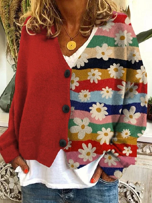 Maddie® | Cozy abstract printed cardigan Terry Blend Velvet Blend Canvas Blend