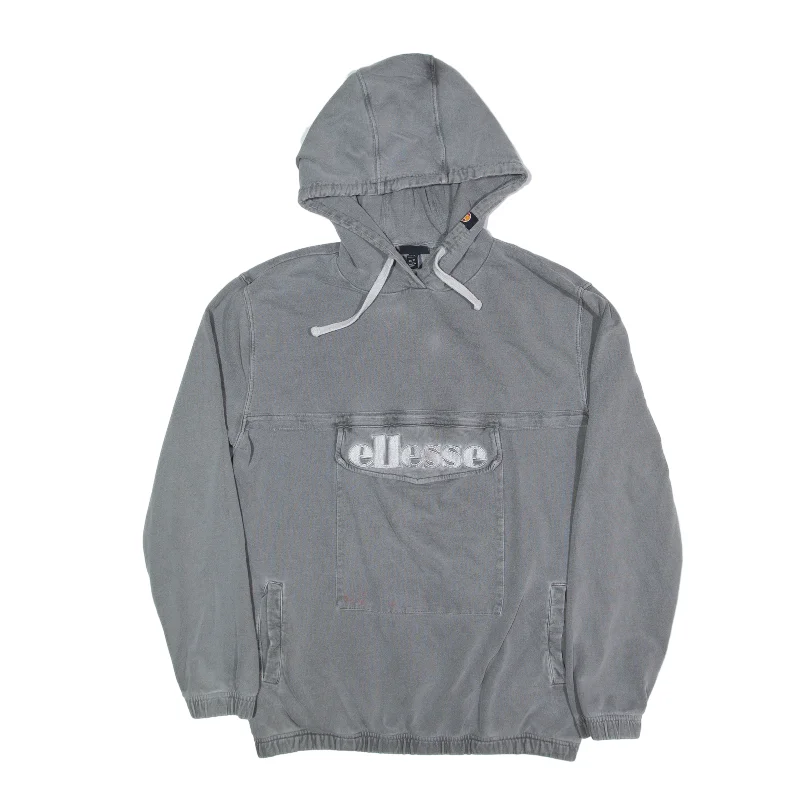 ELLESSE Hoodie Grey Pullover Womens UK 12 Boxy Neck Sweater
