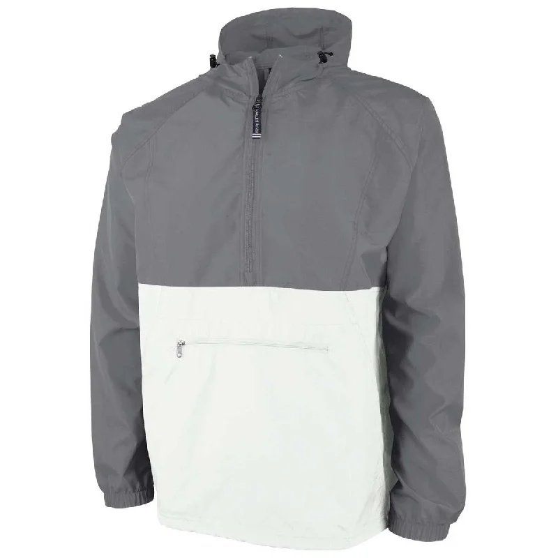 Charles River Unisex Grey/White Color Blocked Pack-N-Go Pullover Besom Neck Pullover